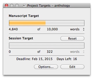 Scrivener Saturday - Using Targets Project Target Pop-Up