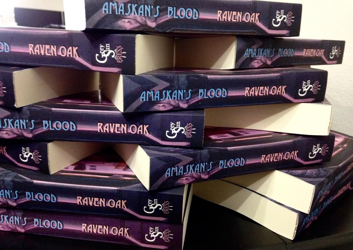 Stack of books, Amaskan's Blood by Raven Oak