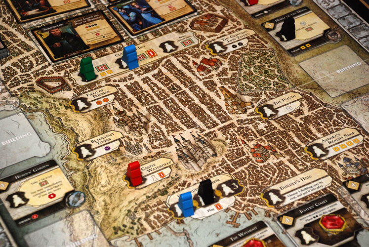 Board shot from Lords of Waterdeep for Monday Night Gaming