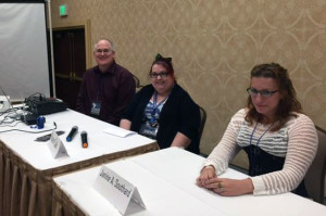 Todd McCaffrey, Raven Oak, Janine Southard at Anglicon