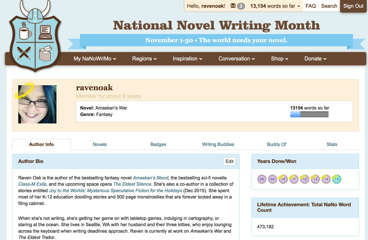 NaNoWriMo profile