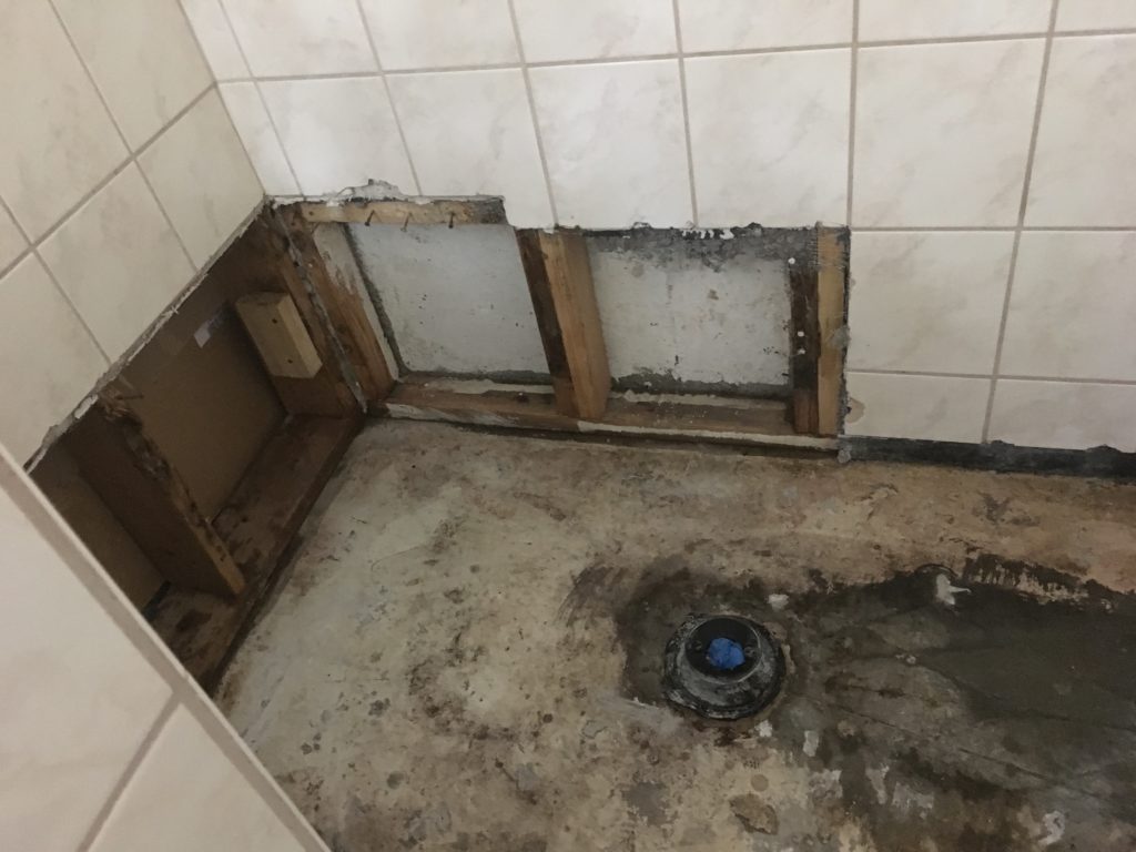 Partial removal of damaged bathroom