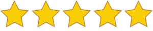 Five colored in stars indicating a 5 out of 5 star rating
