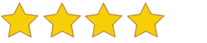 Image of four lit up stars indicating a rating of 4 out of 5 stars