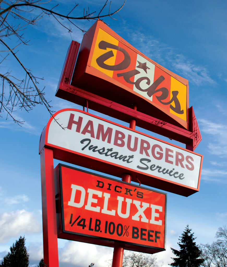 Dicks hamburgers sign from UW district