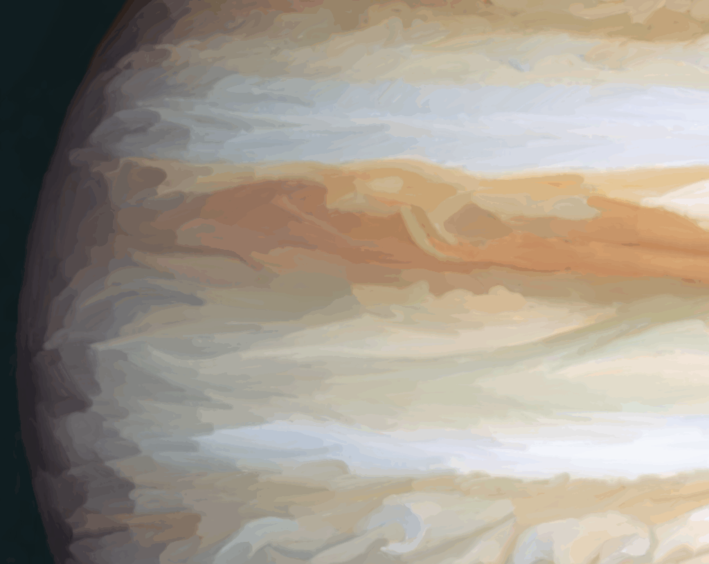 A close up of Jupiter in the painting Freedom by Raven Oak